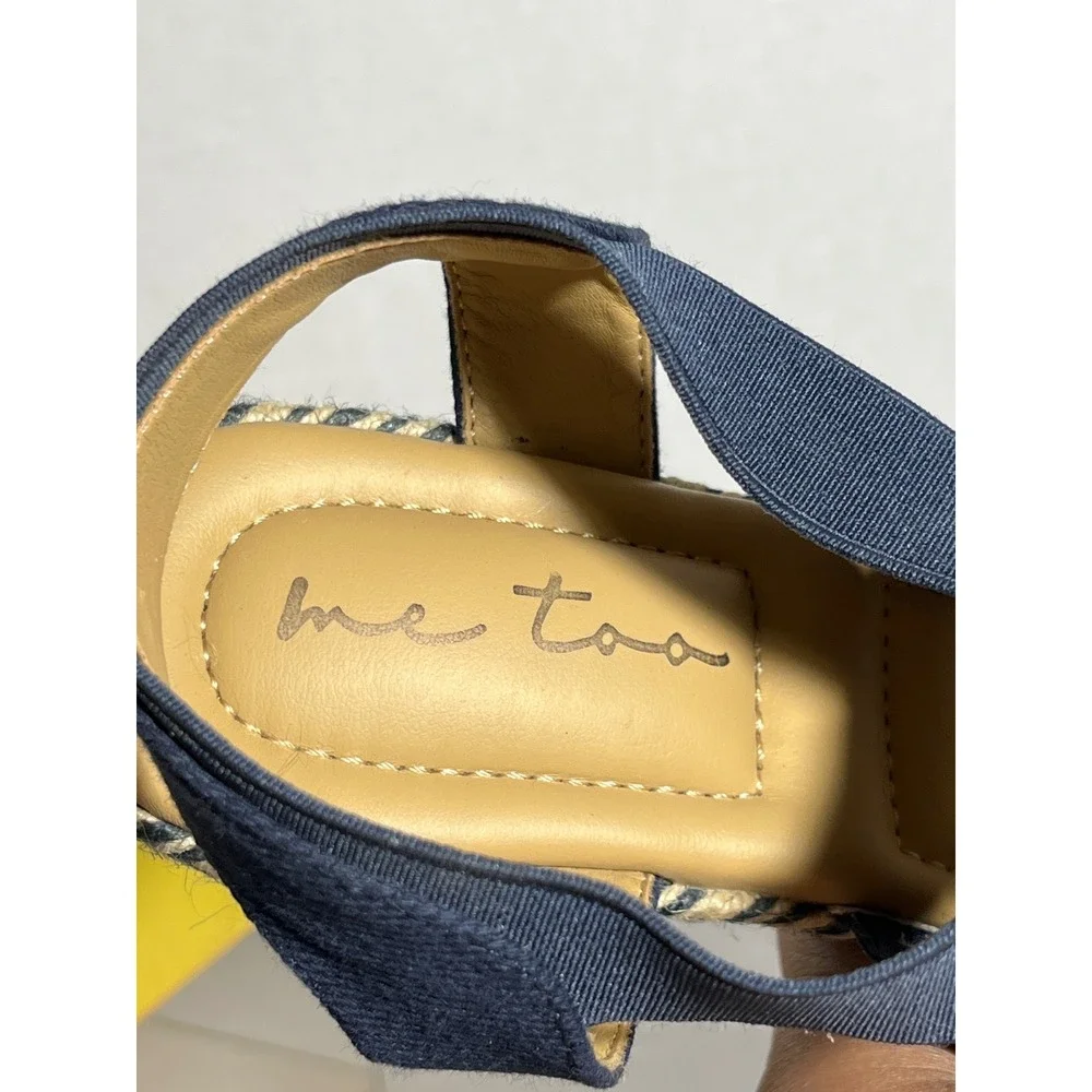 Me Too Dixie-BC Navy Blue Espadrille Wedge Sandals Bohemian 6M Elastic Straps